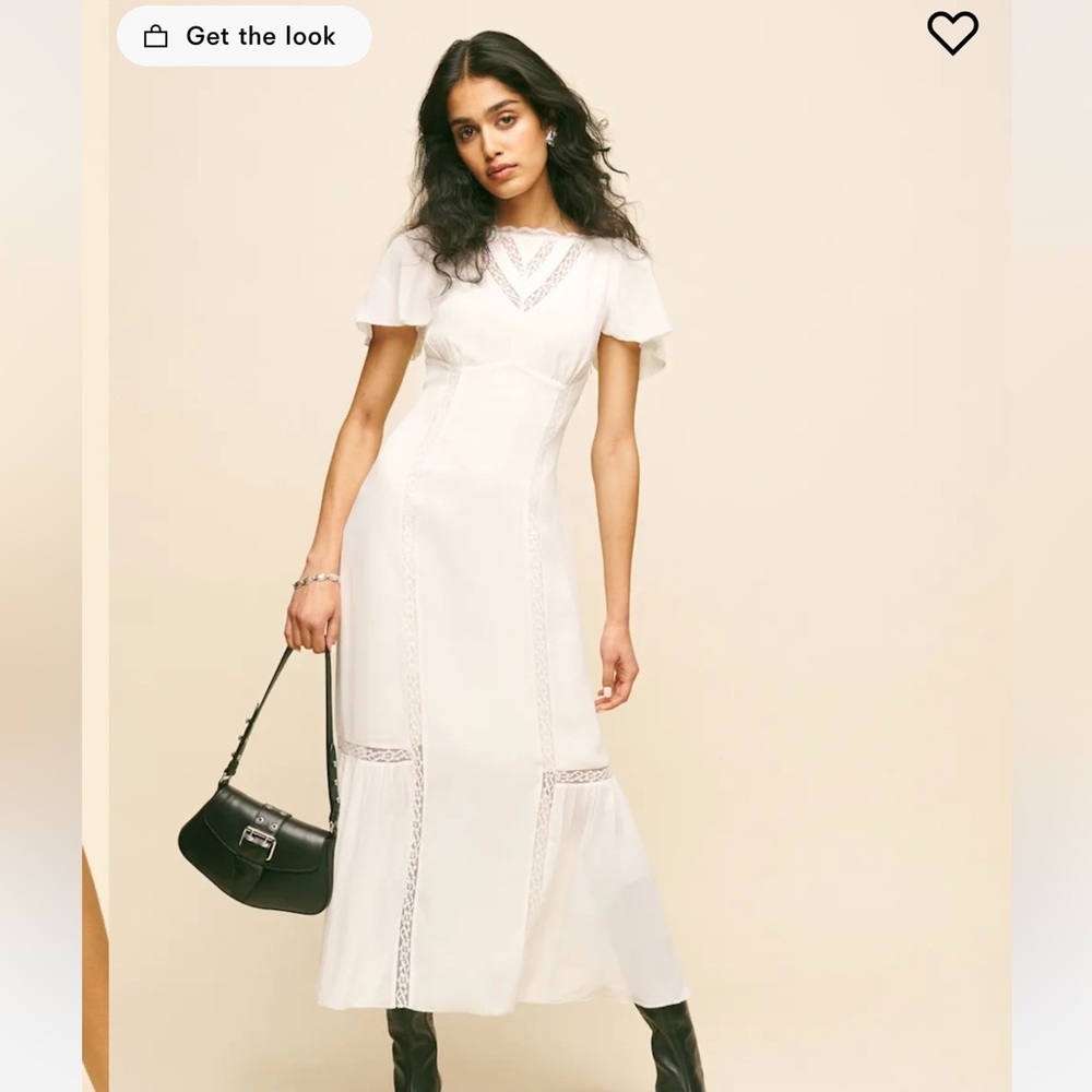 Reformation Domini White Lace Trim Dress